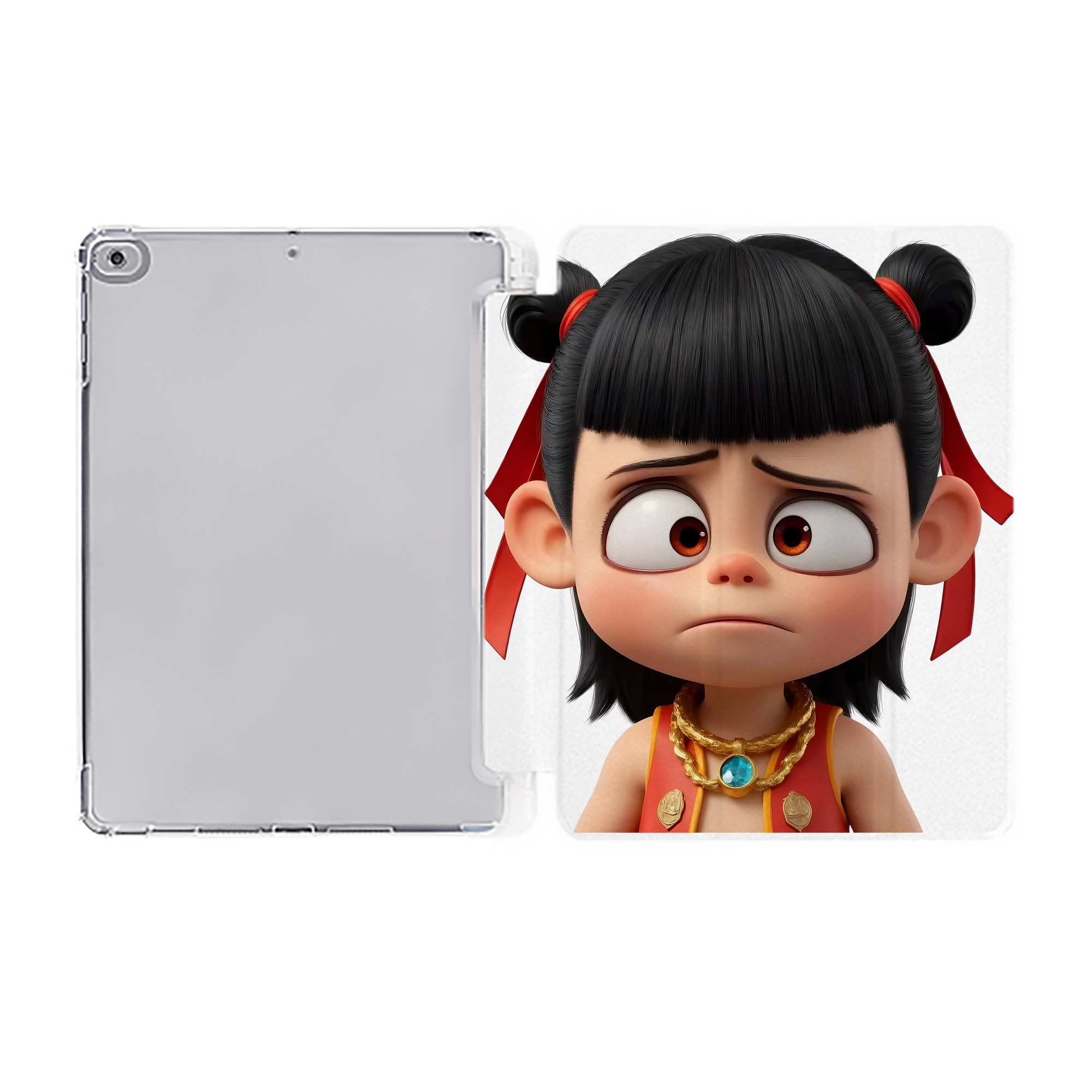 （画像用） Ne Zha 2 ナタ 魔童の大暴れ IPad ケース ペン収納付き 三つ折りスタンド PUレザー×シリコン 対応機種9.5/10.5/10.9インチ
